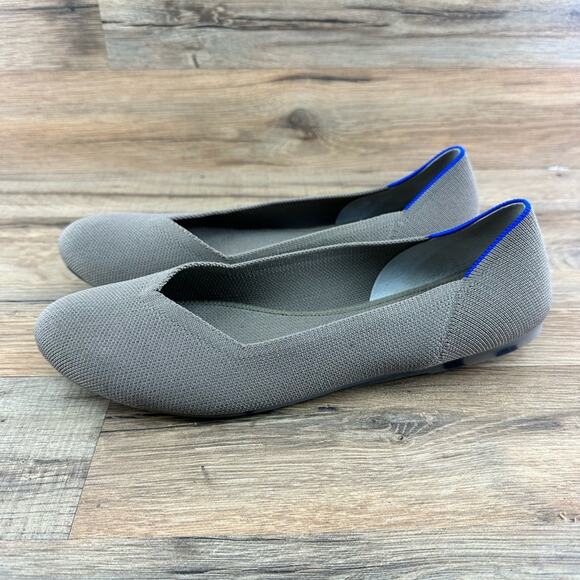 ROTHY'S The Flat Round Toe Flax Birdseye  Brown Comfort Ballet Flats lik… - Picture 2 of 9